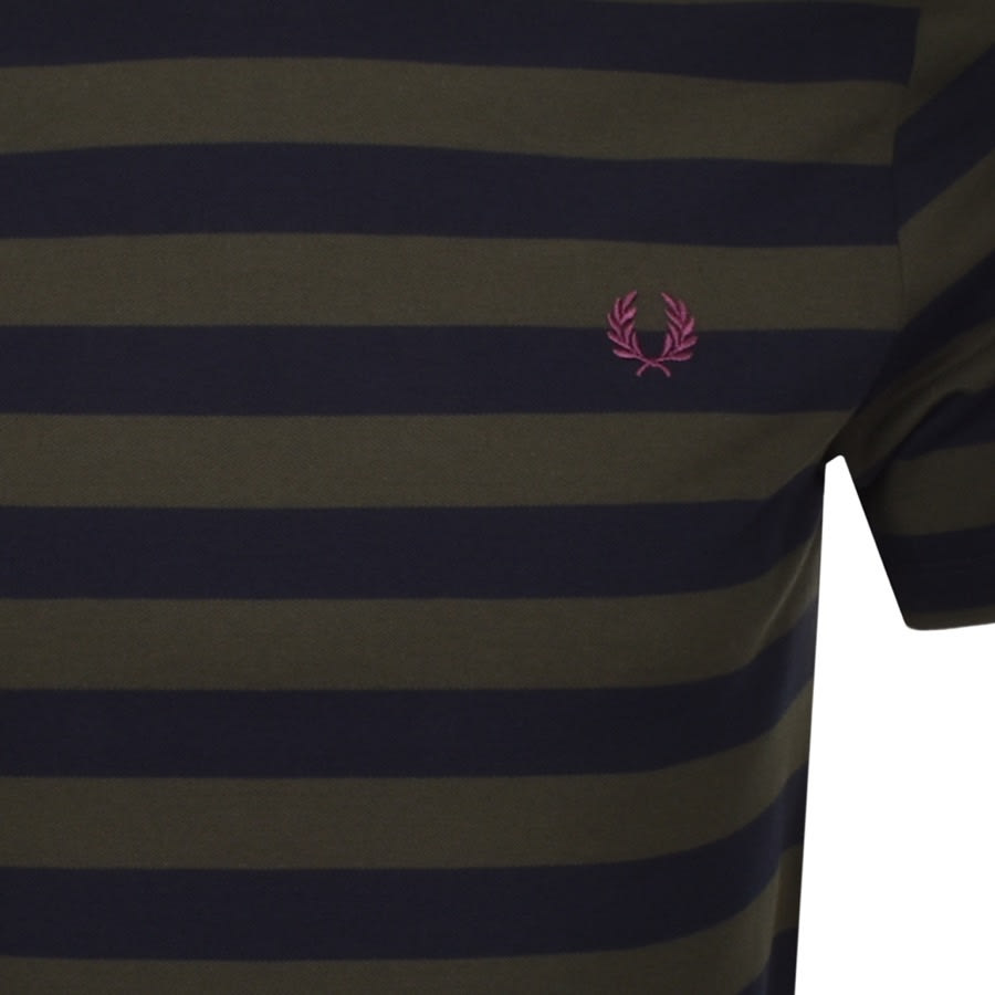 Alternative Image for ProductFred Perry Bold Striped T Shirt Green3